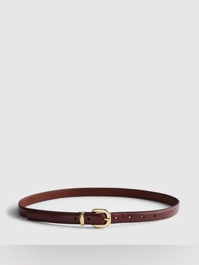 Madewell - Classic Brown Leather Skinny Belt with Gold Buckle